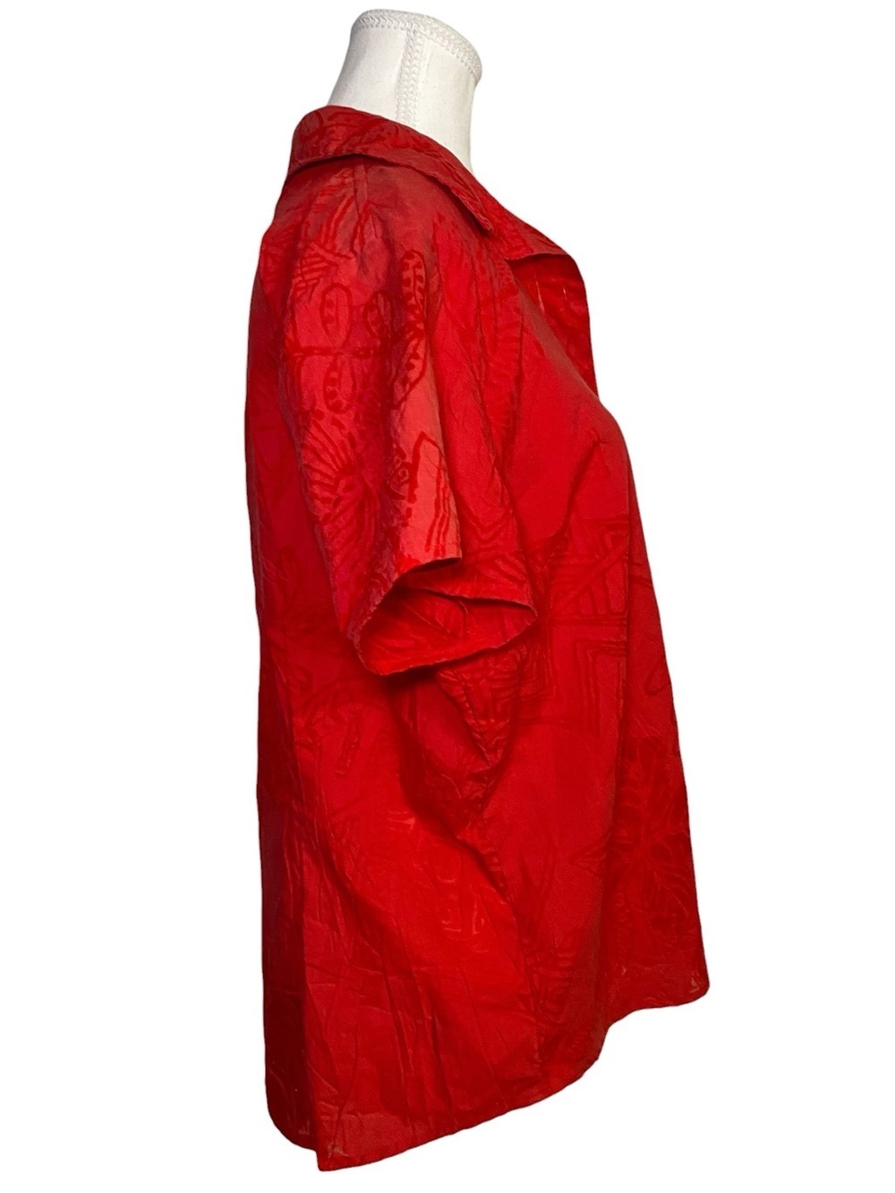 Kim Rogers Vintage Y2K Red Crinkle Texture Button Front Collared Blouse - Picture 3 of 12
